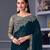 Teal shimmer georgette embroidered saree with unstitched blouse piece