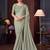 Pista silk blend embroidered saree with unstitched blouse piece