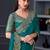 Teal silk blend chiffon embroidered saree with unstitched blouse piece