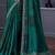 Turquoise satin embroidered saree with unstitched blouse piece