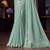 Sea green soft silk blend embroidered saree with unstitched blouse piece