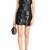 women's black lambskin mini leather dress sleeveless cut