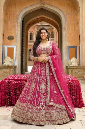 Designer Butterfly Net Lehenga Choli with Sequins & Cording Embroidery Work