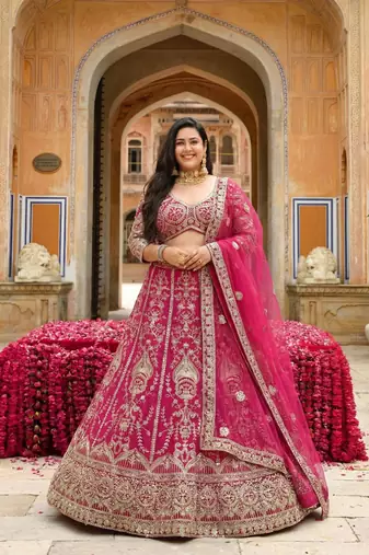 net sequins embroidered lehenga choli
