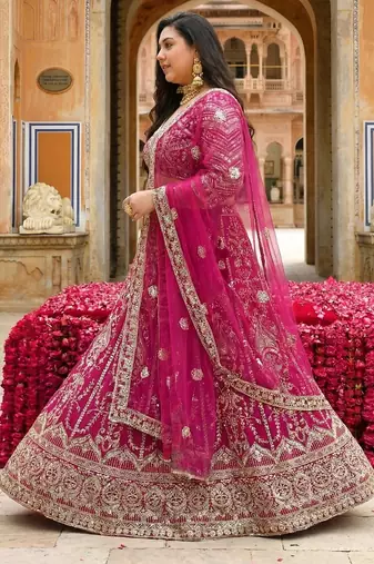Designer Butterfly Net Lehenga Choli with Sequins & Cording Embroidery Work