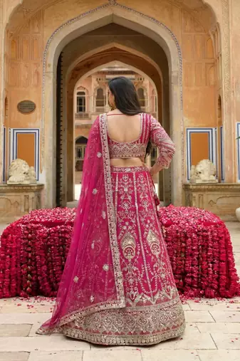 Designer Butterfly Net Lehenga Choli with Sequins & Cording Embroidery Work