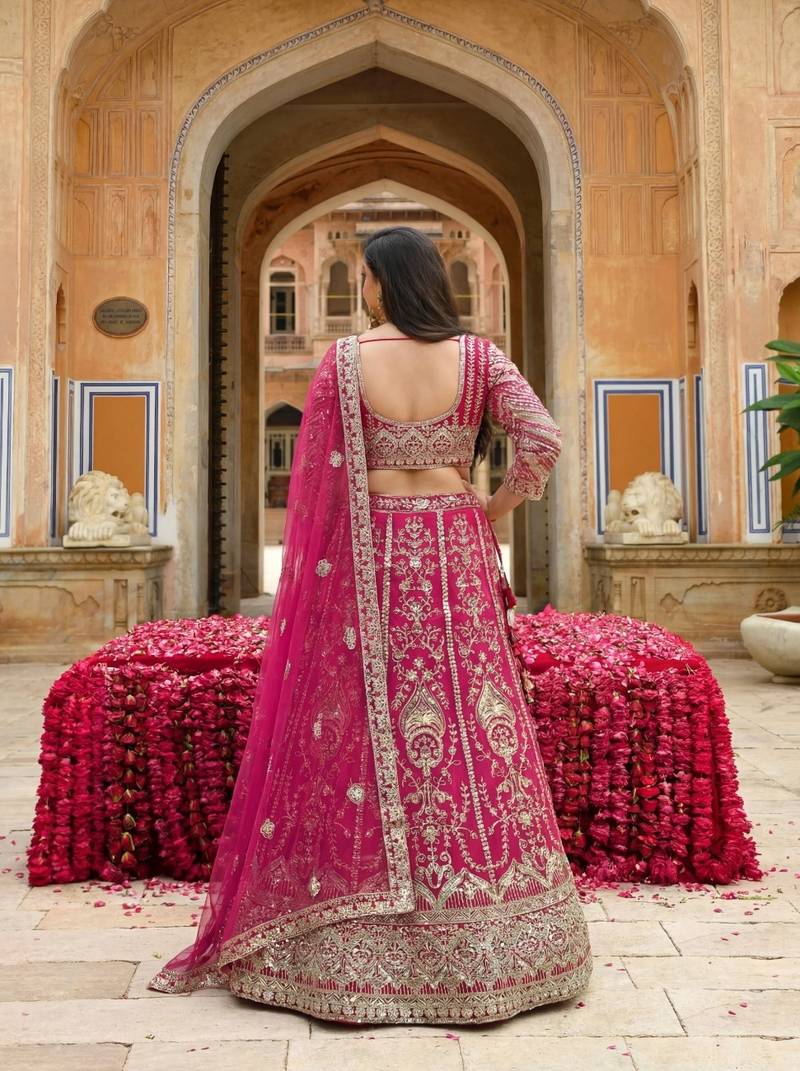 net sequins embroidered lehenga choli