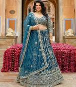 net sequins embroidered lehenga choli