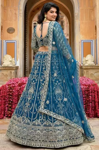 Designer Butterfly Net Lehenga Choli with Sequins & Cording Embroidery Work