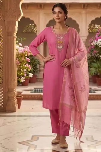 Womens new fancy premium mul chanderi kurta set