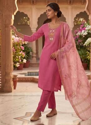 Womens fancy mul chanderi kurta set 3
