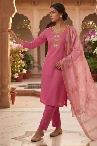 Womens new fancy premium mul chanderi kurta set