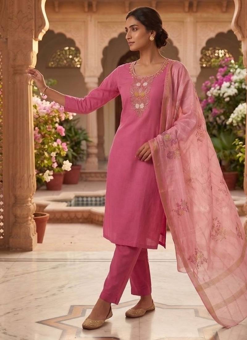 Womens new fancy premium mul chanderi kurta set