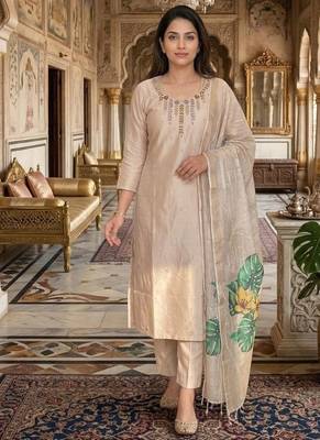  fancy mul chanderi kurta set 1