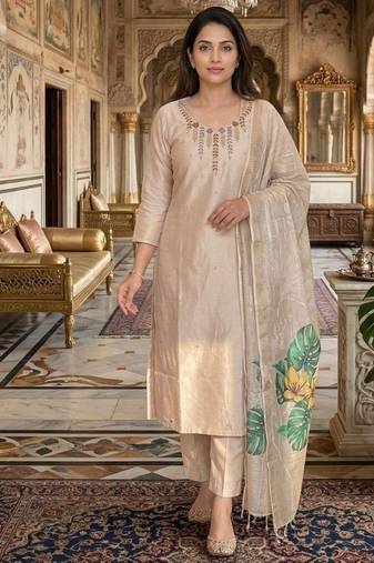 New  trendy fancy premium mul chanderi kurta set