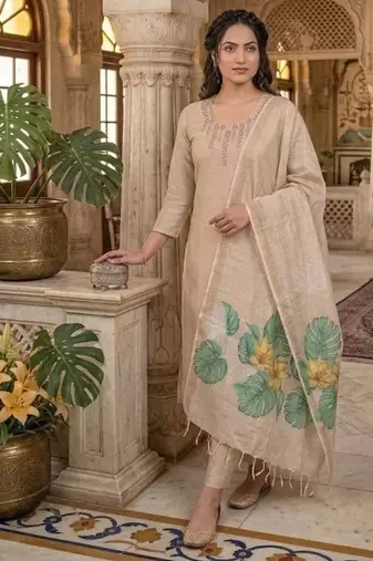 New trendy fancy premium mul chanderi kurta set