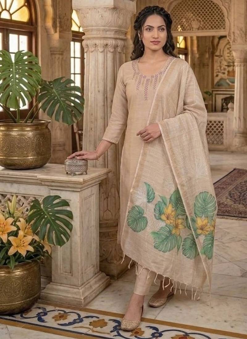 New  trendy fancy premium mul chanderi kurta set