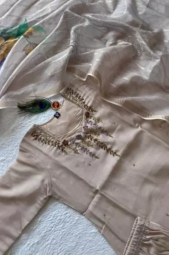 New trendy fancy premium mul chanderi kurta set
