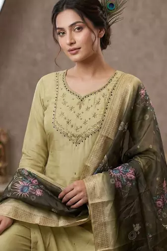 New trendy fancy premium mul chanderi kurta set