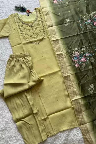 New trendy fancy premium mul chanderi kurta set
