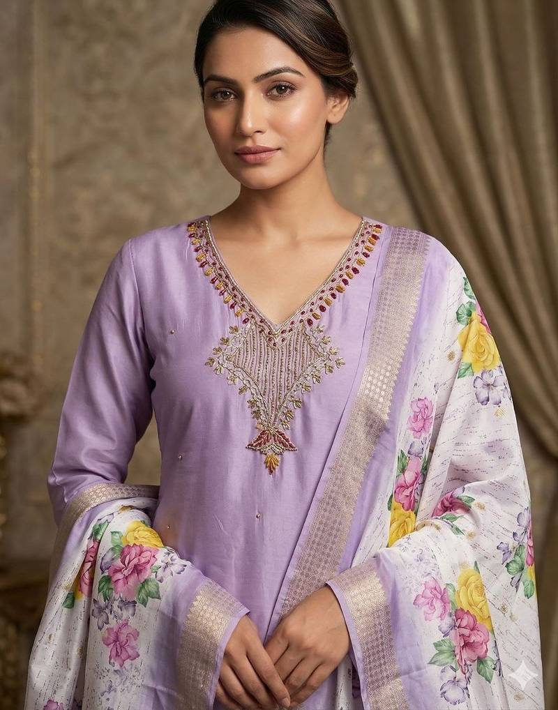 Womens new fancy premium mul chanderi kurta set