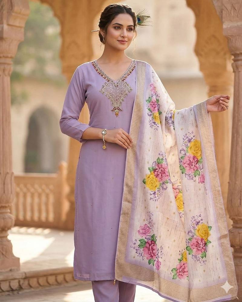 Womens new fancy premium mul chanderi kurta set