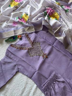 Womens fancy mul chanderi kurta set 4