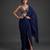 Navy Blue Crepe Draped Saree Set