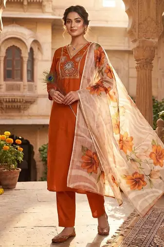 fancy premium silk fabric kurta set