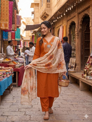 fancy silk fabric kurta set 2