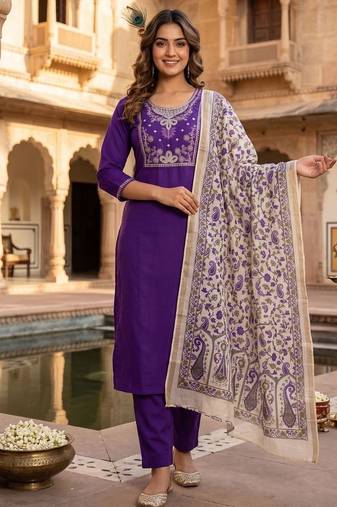 Womens new fancy premium silk fabric kurta set