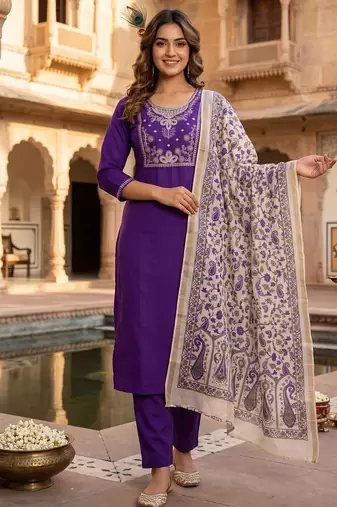 Womens new fancy premium silk fabric kurta set