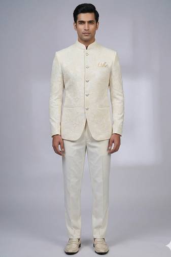 Cream color traditional wear jodhpuri for men | premium designer bandhgala ethnic wear