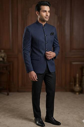 Navy blue color jodhpuri for men | premium designer bandhgala ethnic wear