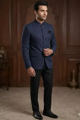 Navy blue color jodhpuri for men | premium designer bandhgala ethnic wear