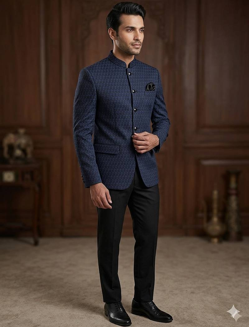 Navy blue color jodhpuri for men | premium designer bandhgala ethnic wear
