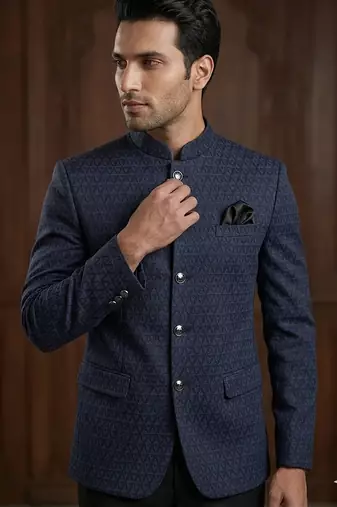 Navy blue color jodhpuri for men | premium designer bandhgala ethnic wear