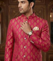Hot pink color jecquard jodhpuri for men | premium designer bandhgala ethnic wear