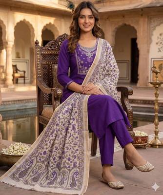 Womens fancy silk fabric kurta set 3