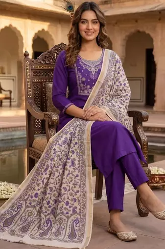Womens new fancy premium silk fabric kurta set