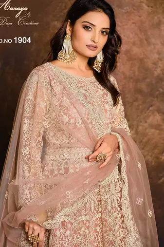PEACH HEAVY NET GOWN 