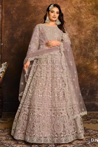 ONION PINK COLOR CORDING WORK HEAVY NET SEMI STICHED DESIGNER GOWN 