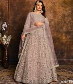 ONION PINK COLOR CORDING WORK HEAVY NET SEMI STICHED DESIGNER GOWN 
