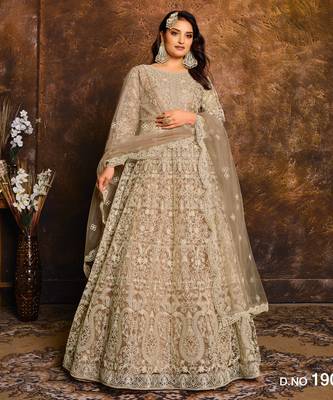 BEIGE HEAVY NET GOWN  1