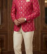 Hot pink color jecquard jodhpuri for men | premium designer bandhgala ethnic wear