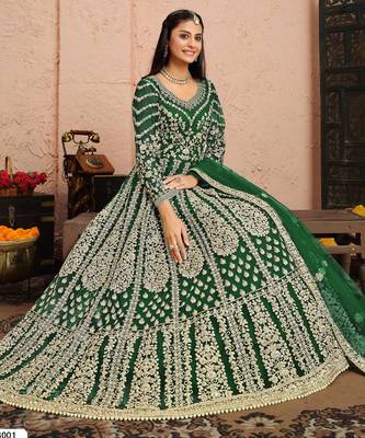GREEN CORD sequin WORK NET DESIGN GOWN  1