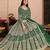 GREEN COLOR CORD N SEQUNCE WORK NET SEMI STICHED DESIGN GOWN 