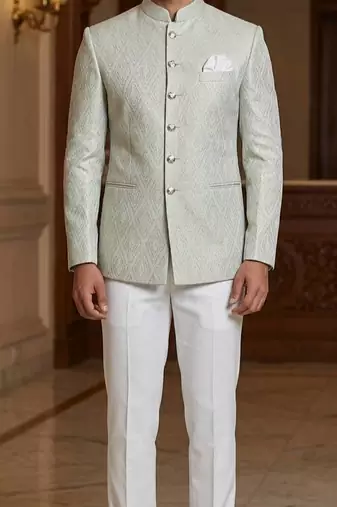 Sea green pista color jodhpuri for men | premium designer bandhgala ethnic wear