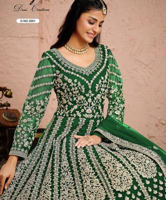 GREEN CORD sequin WORK NET DESIGN GOWN  2