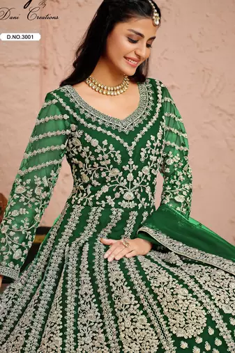 GREEN CORD sequin WORK NET DESIGN GOWN 
